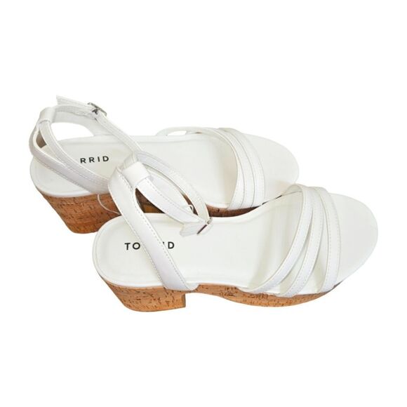 NEW TORRID Wide Width Platform Cork White Strappy Summer Sandals. - Picture 5 of 13